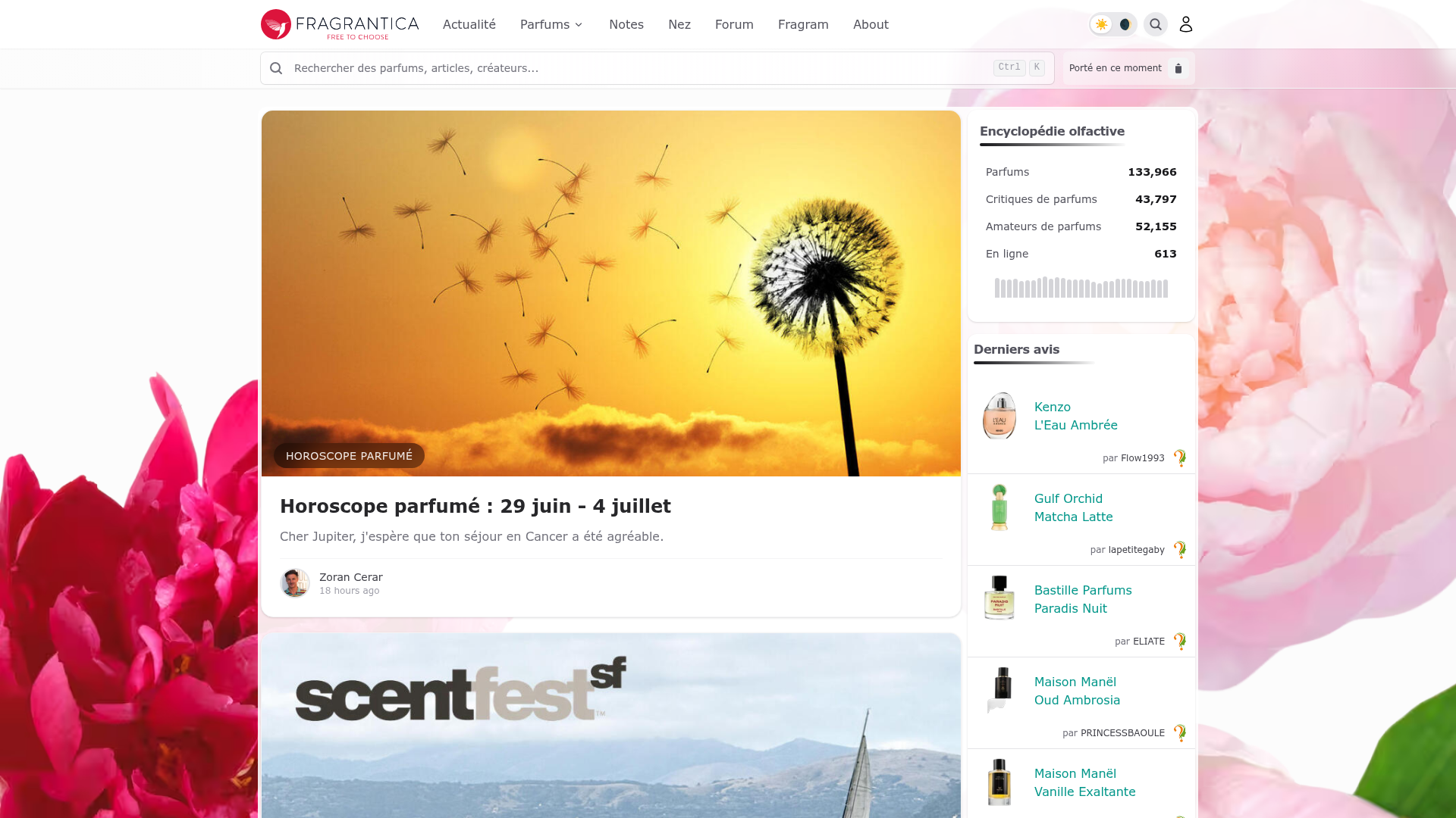 Aperçu du site Fragrantica